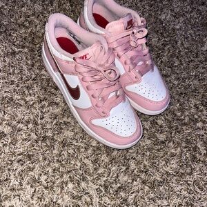 Nike Pink & White Low-Top Sneakers with Maroon Swoosh